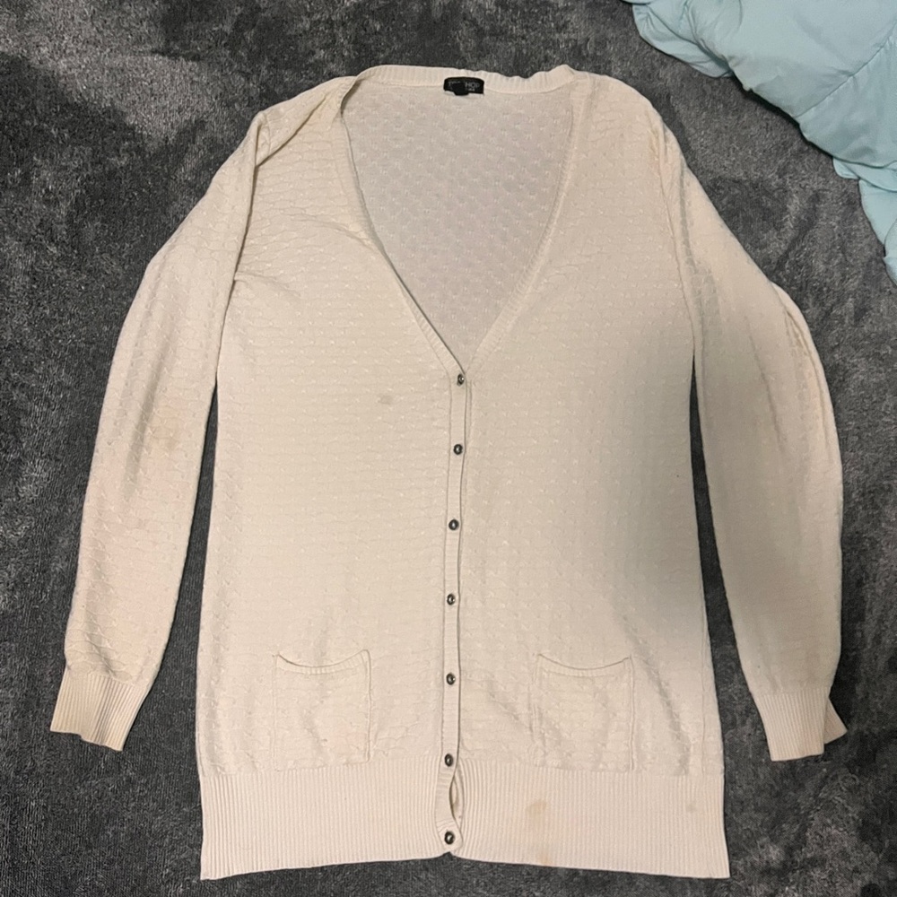 TOPSHOP Beige Button Up Cardigan w/ Two Pockets- Size US 12